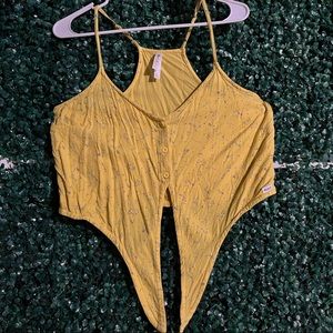 Yellow crop top with flower design from RVCA